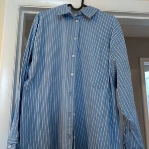 a new day Blue Striped Button Shirt